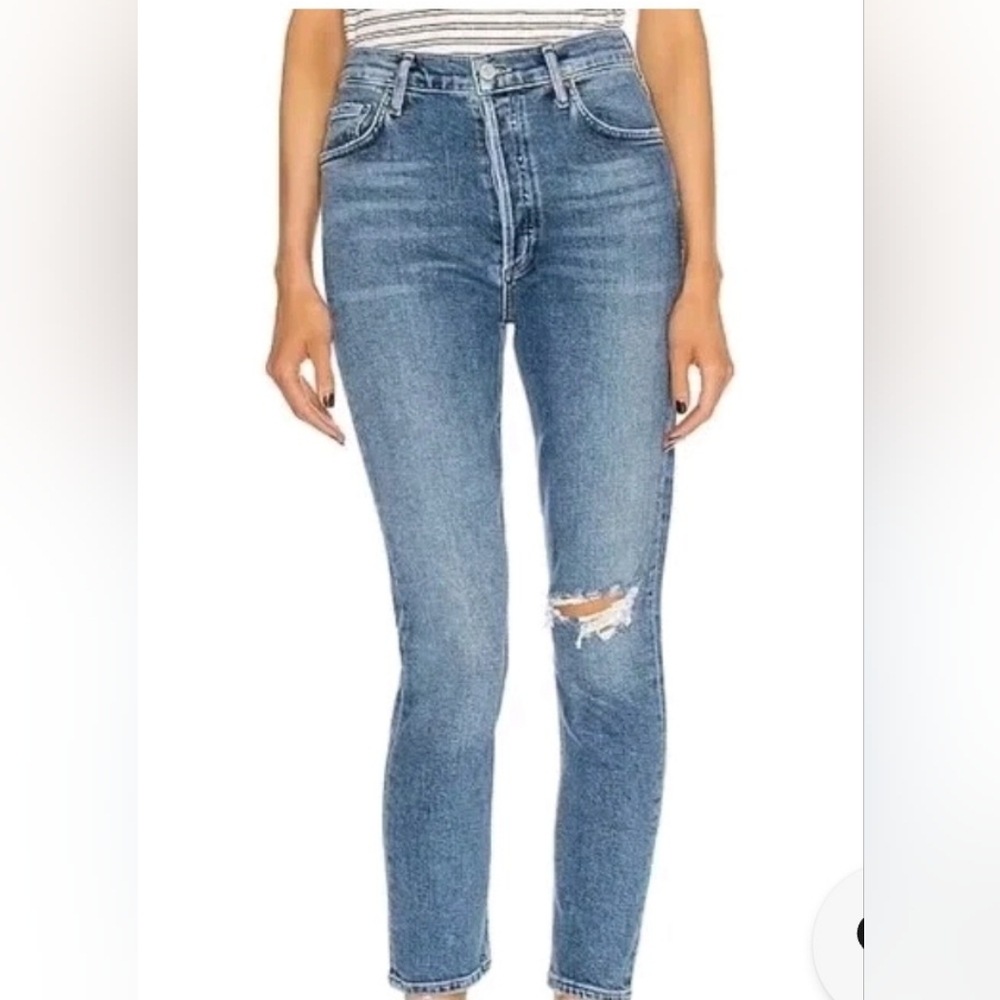 AGOLDE Los Angeles $228 High Rise Nico Skinny Jeans Size 25 Blue Medium Wash